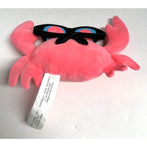 Par Tween Brands Plush Stuffed Animal Doll Toy 7.5 in Pink Crab With Sunglasses - Picture 2 of 3